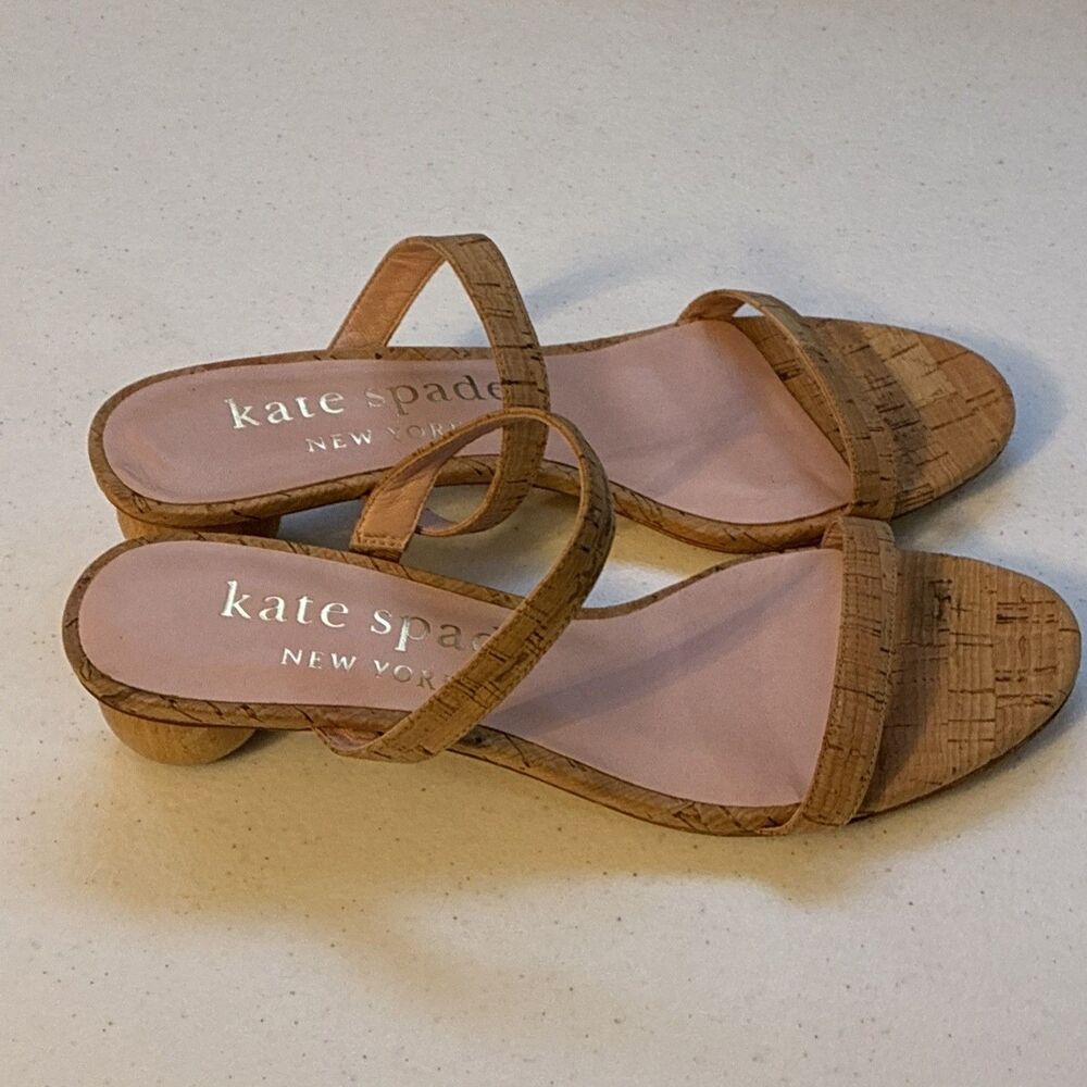 Kate Spade Sandal Women’s New York Palm Springs Leather Slide Natural Sz 8B Shoe - Picture 6 of 15